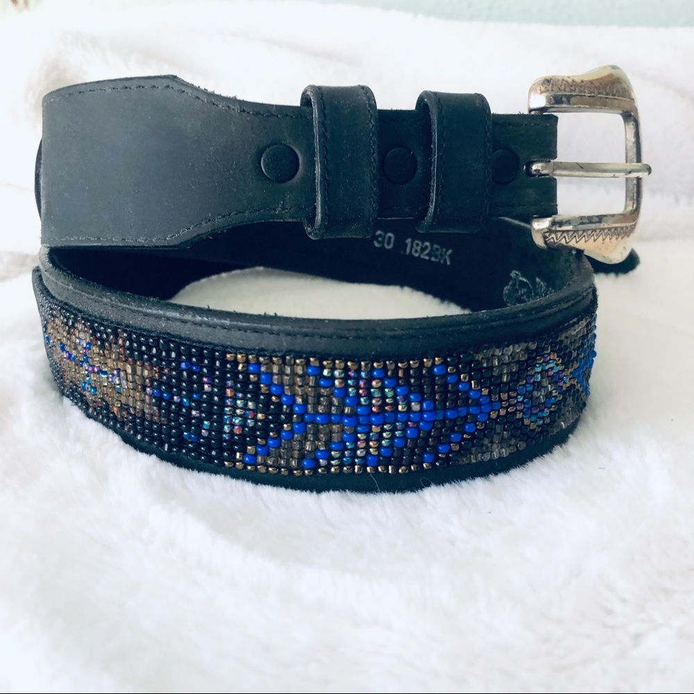 Justin Boots > Black Leather Aztec Beaded Western Belt > 30 - Picture 12 of 12